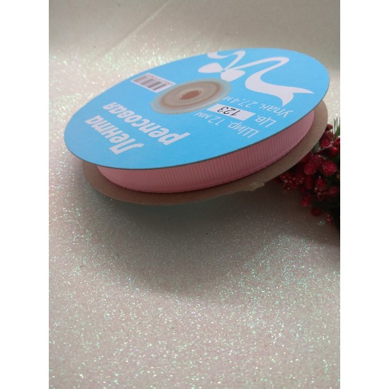 Лента репсовая однотонная 1,2 см*27,4 м (цв. светло-розовый), цена за катушку